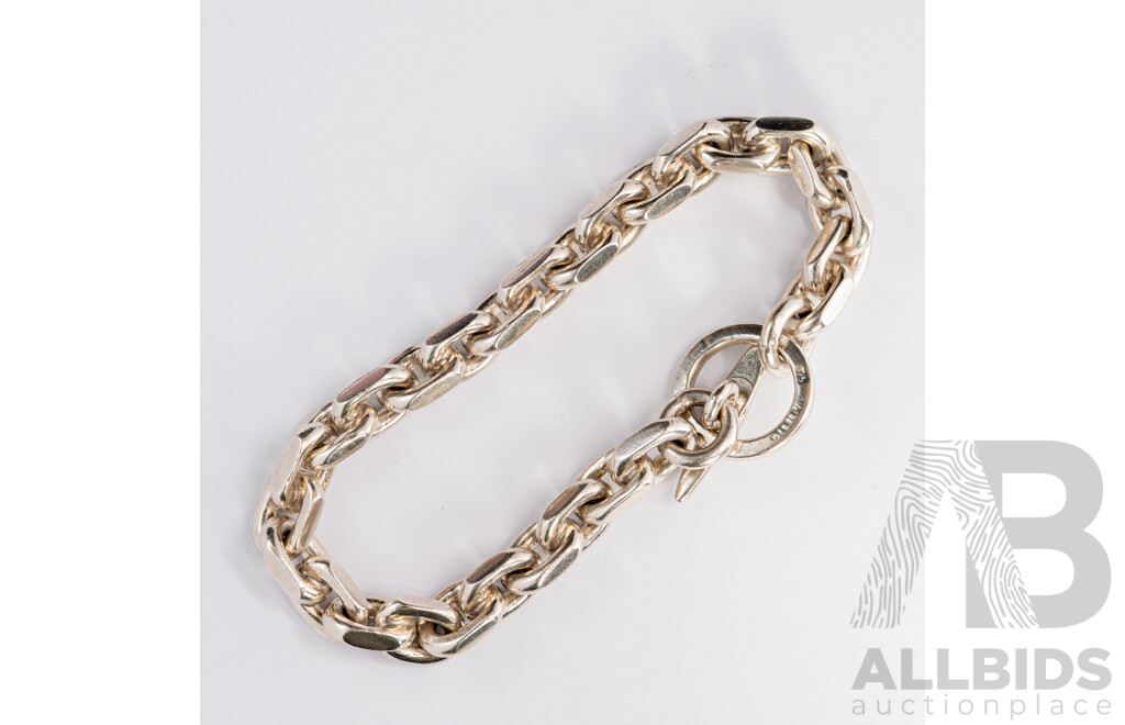 Danish Sterling Silver Vintage Anchor Bracelet, 20cm, 47.65 Grams
