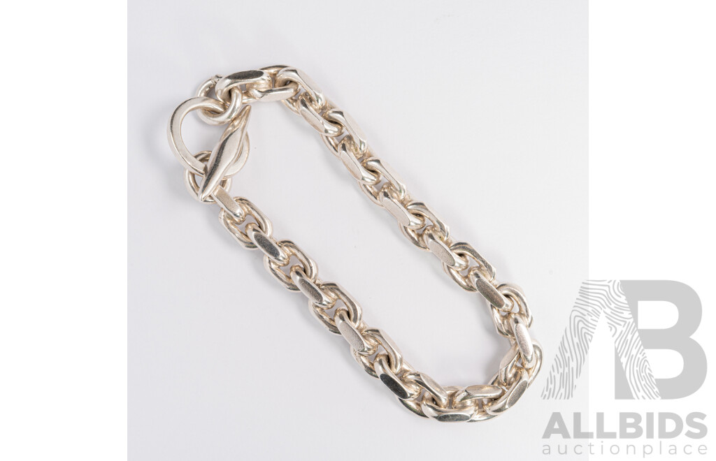 Danish Sterling Silver Vintage Anchor Bracelet, 20cm, 47.65 Grams