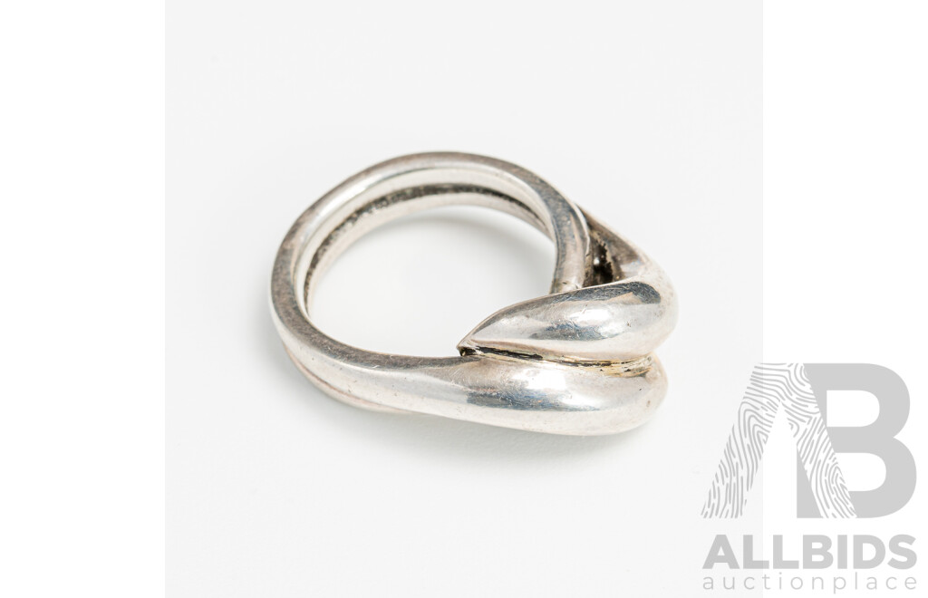 Tasco Mexican Vintage Sterling Silver Modernist Ring, Size N, 12.69 Grams