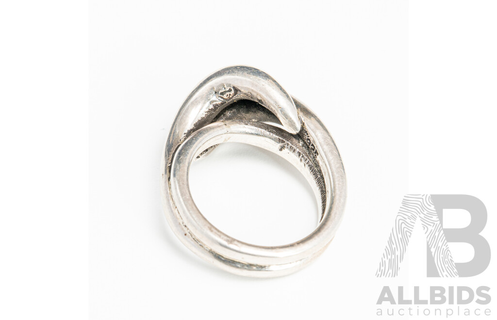 Tasco Mexican Vintage Sterling Silver Modernist Ring, Size N, 12.69 Grams