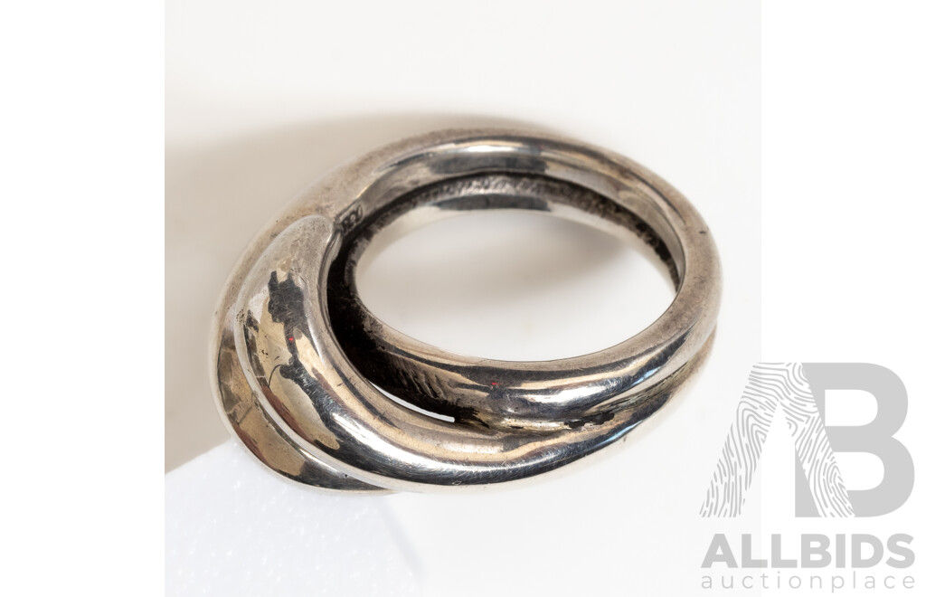Tasco Mexican Vintage Sterling Silver Modernist Ring, Size N, 12.69 Grams