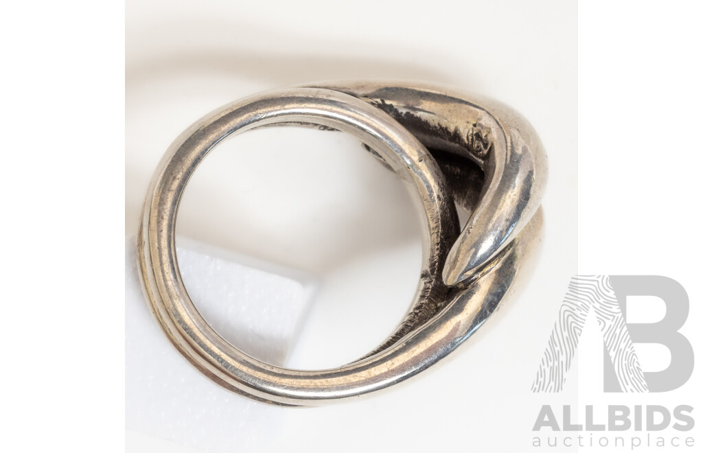 Tasco Mexican Vintage Sterling Silver Modernist Ring, Size N, 12.69 Grams