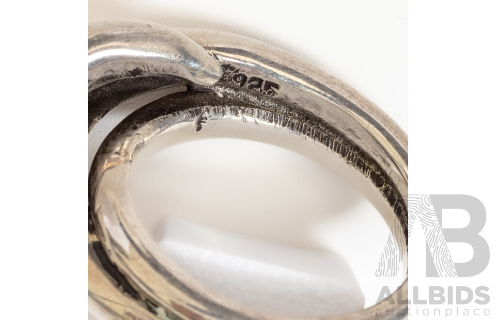 Tasco Mexican Vintage Sterling Silver Modernist Ring, Size N, 12.69 Grams