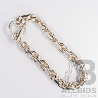 Danish Sterling Silver Vintage Anchor Bracelet, 20cm, 47.65 Grams