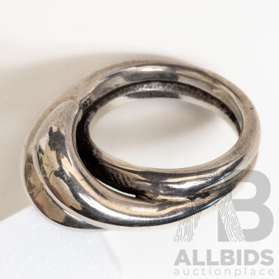Tasco Mexican Vintage Sterling Silver Modernist Ring, Size N, 12.69 Grams