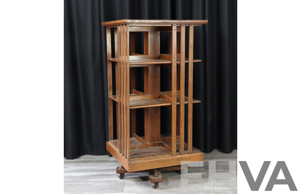Edwardian Oak Revolving Bookcase