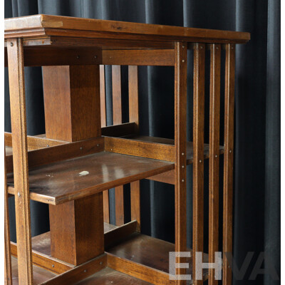 Edwardian Oak Revolving Bookcase
