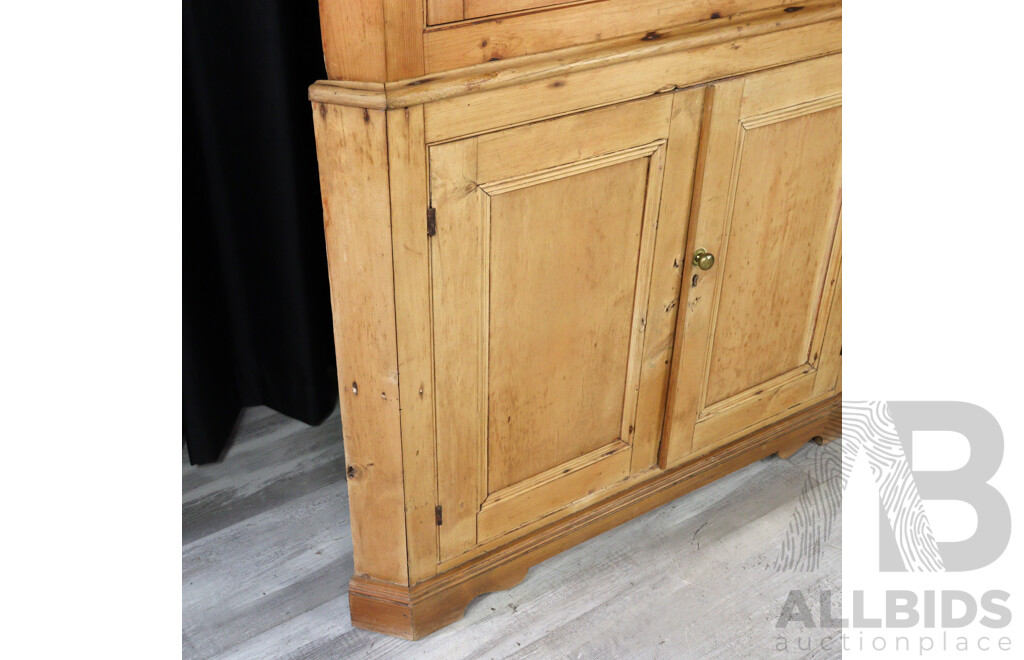 Victorian Baltic Pine Two Piece Corner Display Cabinet