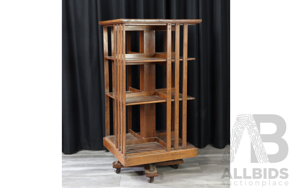 Edwardian Oak Revolving Bookcase