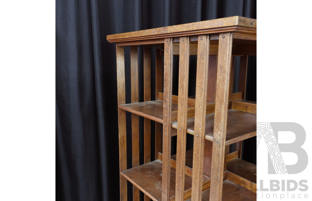 Edwardian Oak Revolving Bookcase