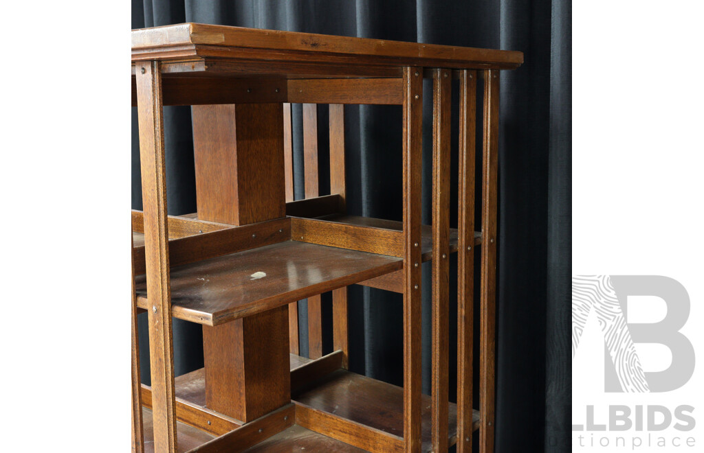 Edwardian Oak Revolving Bookcase