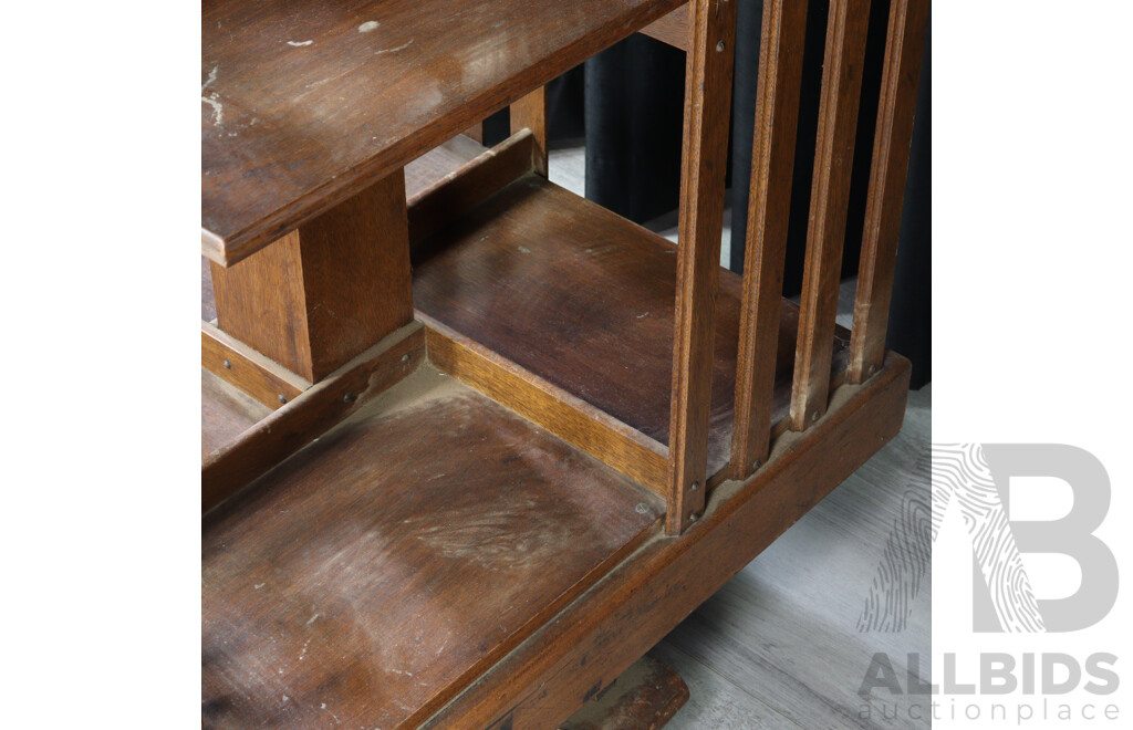 Edwardian Oak Revolving Bookcase