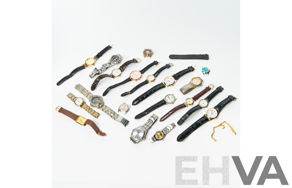 Large Collection of Vintage Mens Watches Including Timex & Felicia