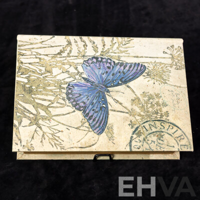 Collection of Vintage Jewellery in Book Style Trinket Box with Butterfly Motif