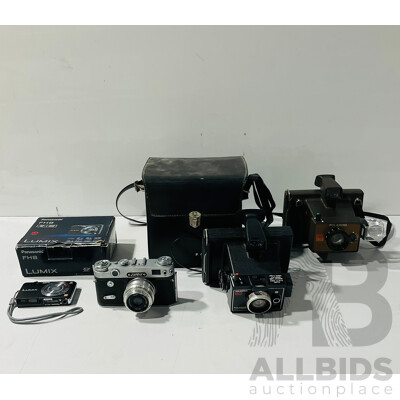 Collection of Vintage Cameras Including Polaroid EE33, Polaroid Colourpack 82 and More