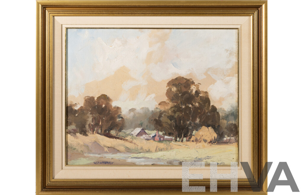 Horace Sydney Kurban, (20th Century, Australian, 1900-1949), Rural Retreat, Oil on Canvas Board, 56 x 66 cm (frame)