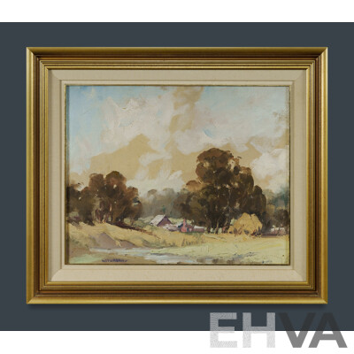 Horace Sydney Kurban, (20th Century, Australian, 1900-1949), Rural Retreat, Oil on Canvas Board, 56 x 66 cm (frame)