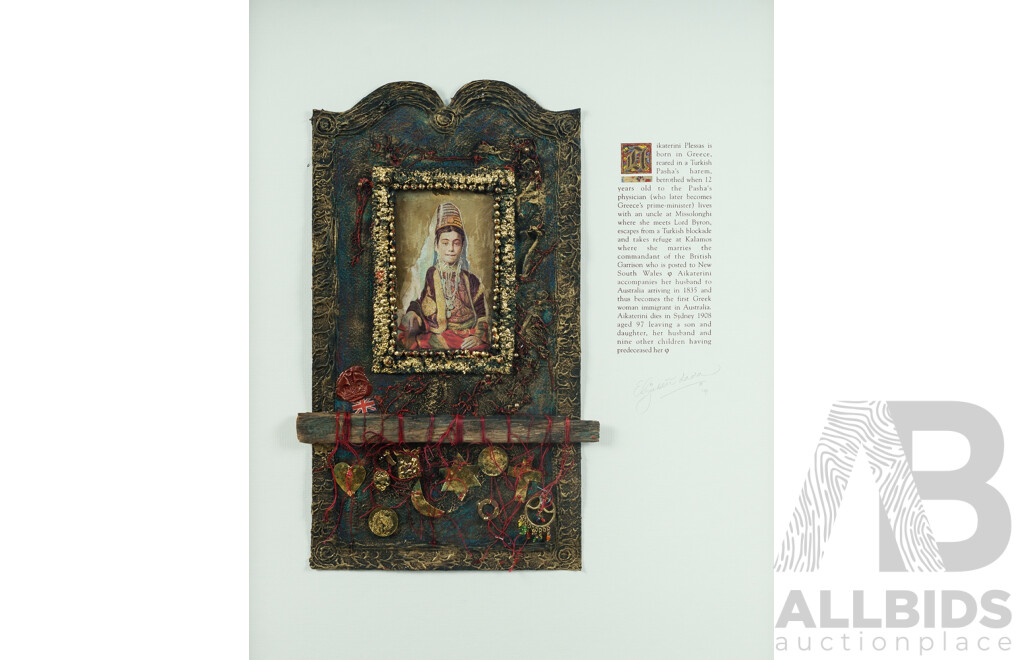 Elizabeth Lada, (20th Century, Australian, 1944-) 'Aikaterini,' 1991, Mixed Media, 61 x 52 cm (frame)