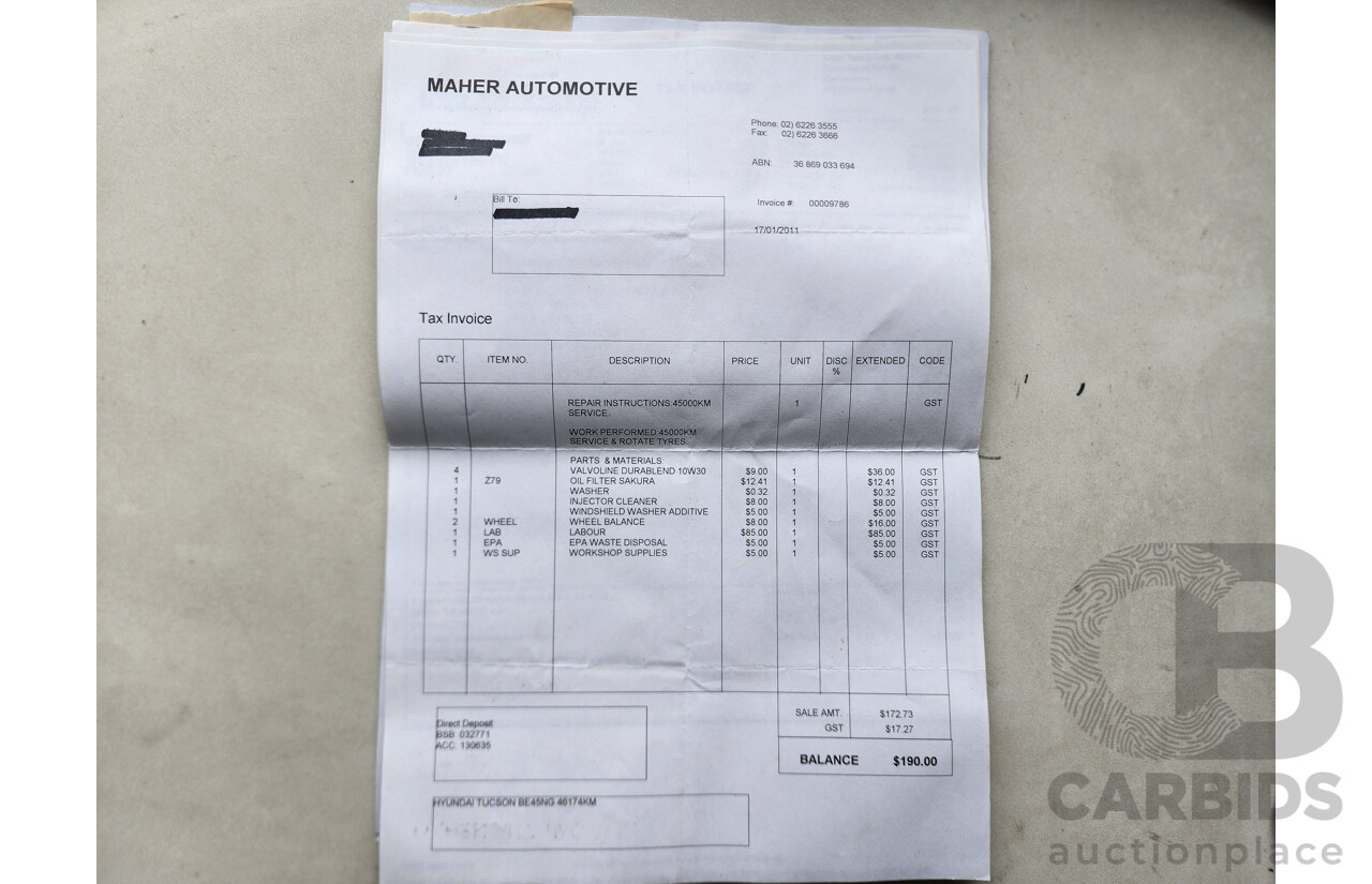 2/2009 Hyundai Tucson CITY SX 08 UPGRADE 4d Wagon Black 2.0L