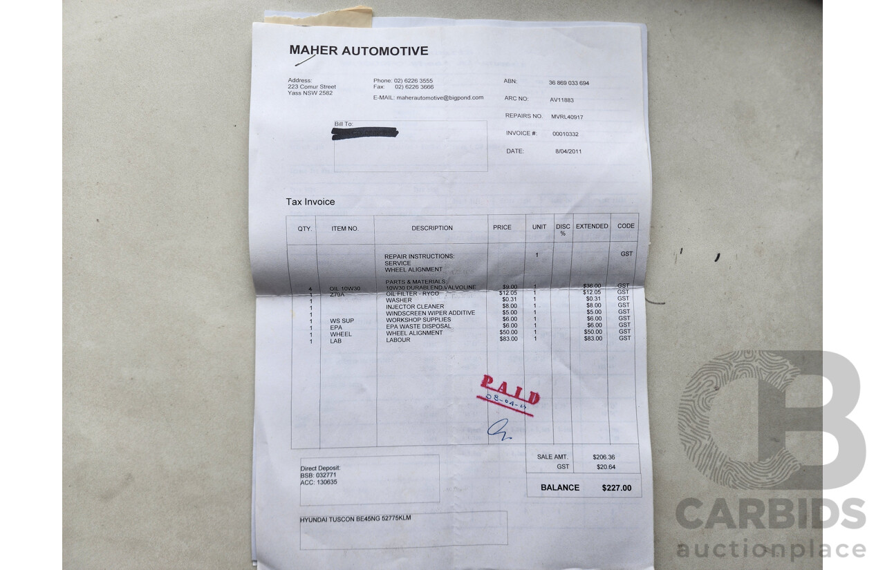 2/2009 Hyundai Tucson CITY SX 08 UPGRADE 4d Wagon Black 2.0L