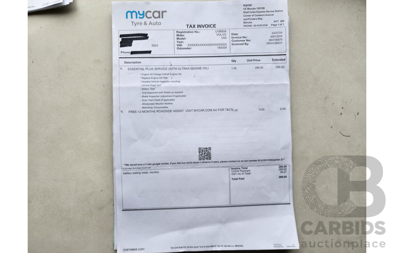 3/2007 Volvo V50 2.4 S MY07 4d Wagon Blue 2.4L