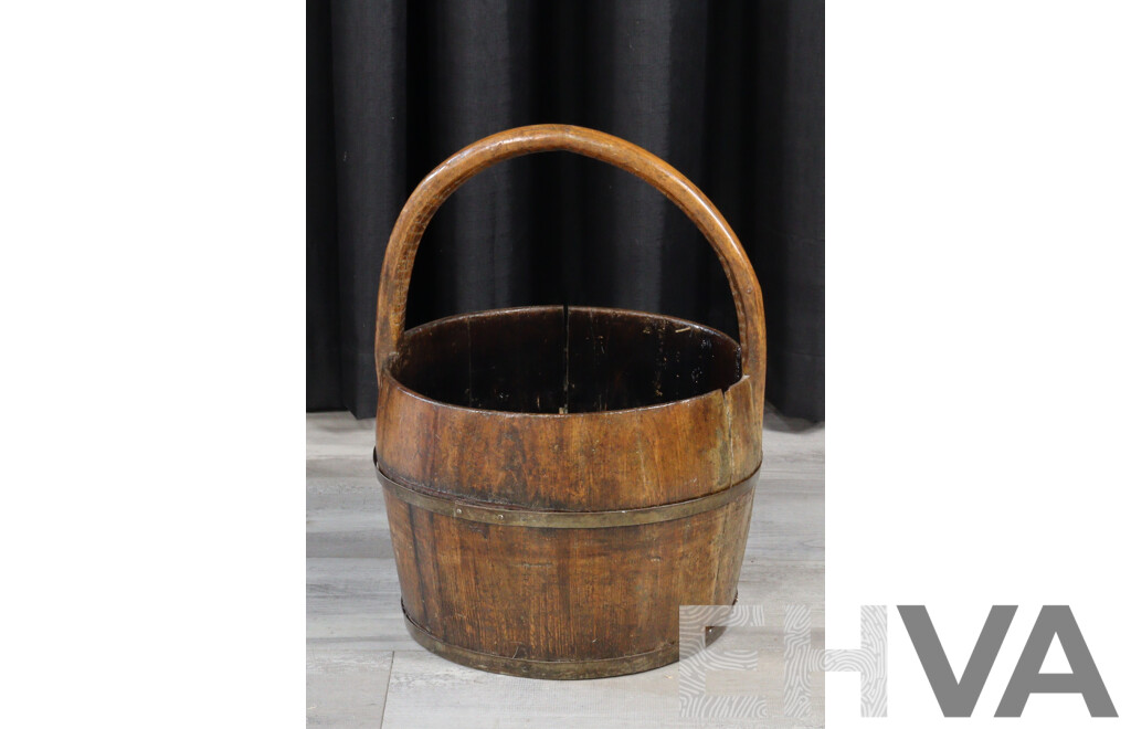 Antique Chinese Wooden Water Bucket