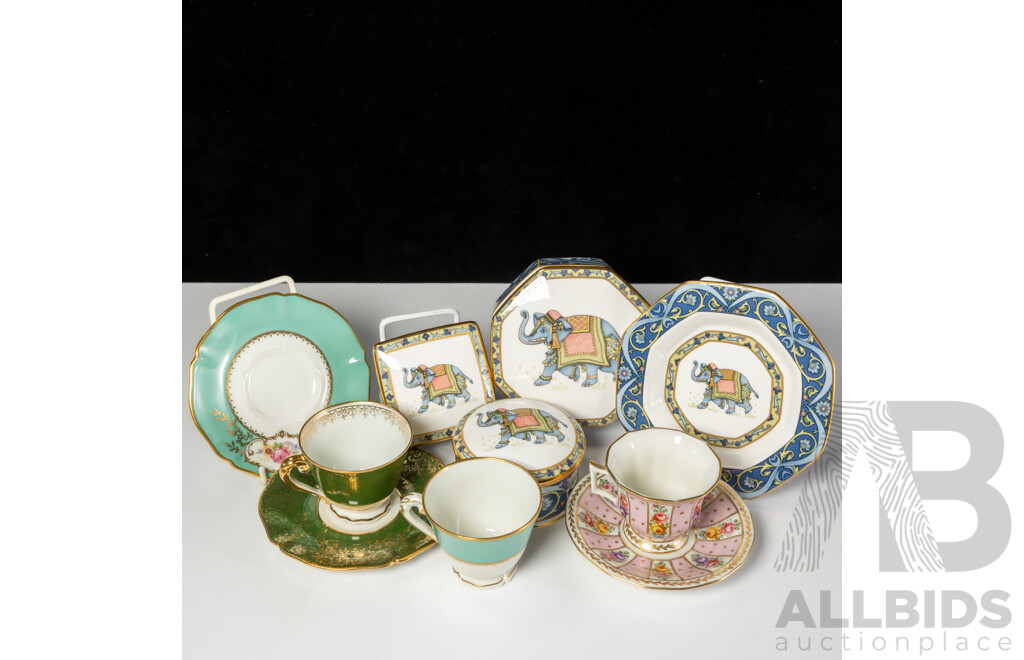 Collection Porcelain Comprising Two Limoges Duos, Furstenburg Dou & Four Wedgwood Porcelain Elephant Themed Pieces