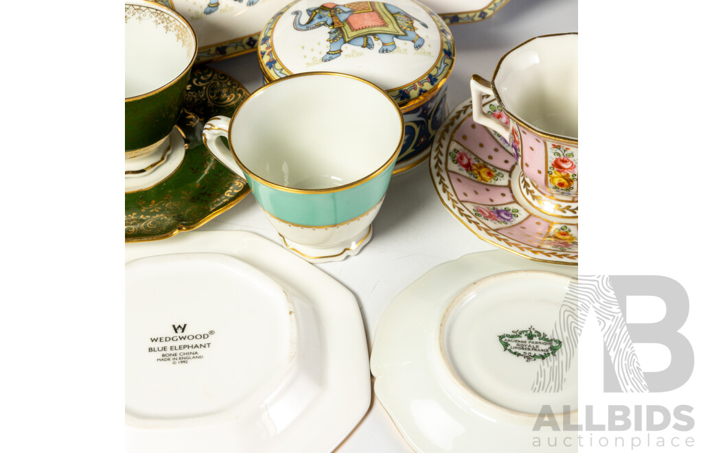Collection Porcelain Comprising Two Limoges Duos, Furstenburg Dou & Four Wedgwood Porcelain Elephant Themed Pieces