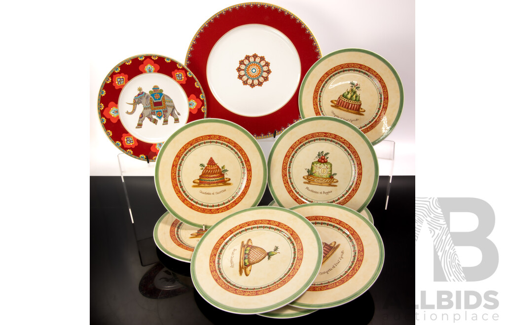 Collection Ten Eight Villeroy & Boch Porcelain Plates, Eight in Festive Memories Treats House & Garden Collection Along with Two Others
