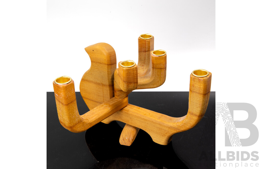 Mid Century Carl Nelson for Ta I Trå Uppsala Sweden Wooden Bird Along with Finnish Tailio Design Wooden Platter