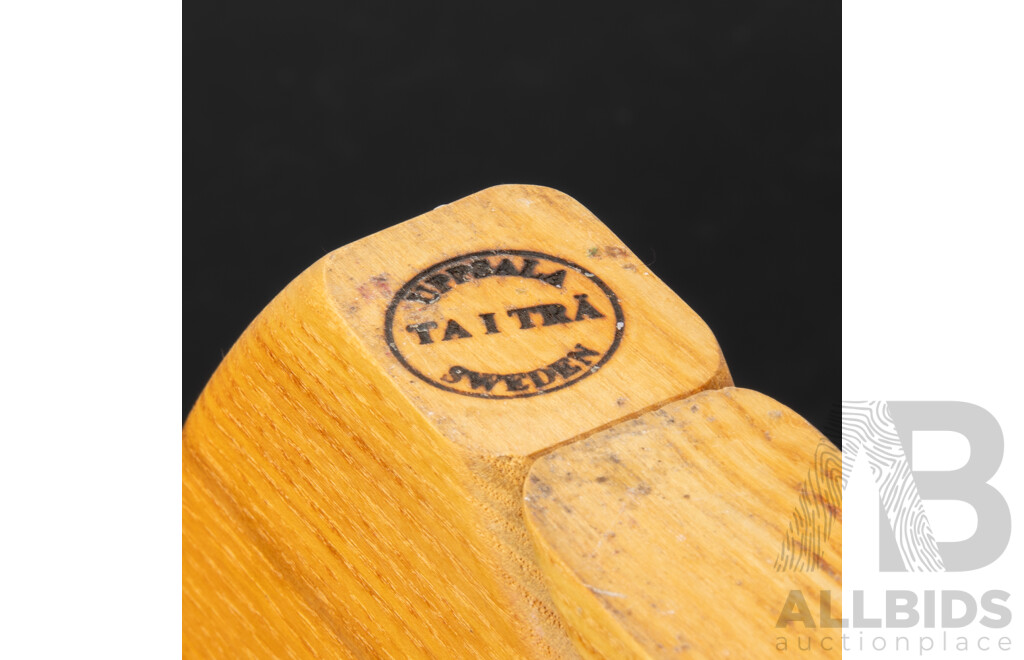 Mid Century Carl Nelson for Ta I Trå Uppsala Sweden Wooden Bird Along with Finnish Tailio Design Wooden Platter