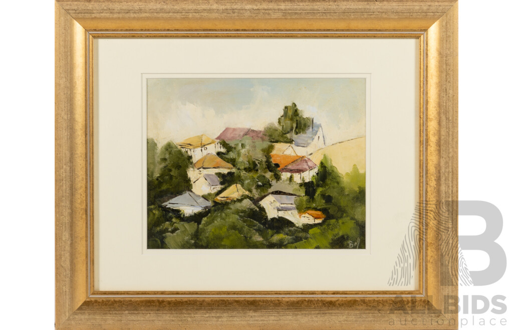 Bonnie Maloney, (20th Century, Australian), Brisbane Rooftops, Oil on Canvas Board, 35 x 43 cm (frame)