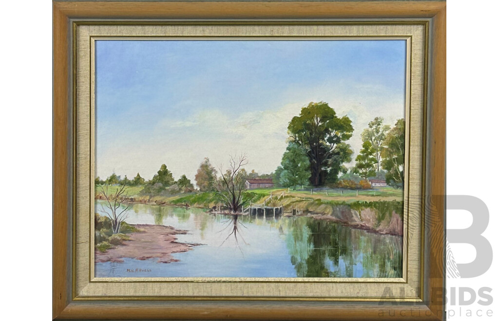 Muriel V. Ravell, (20th Century, Australian, 1923-2021), 'Reflections,' Oil on Canvas Board, 46 x 56 cm (frame)