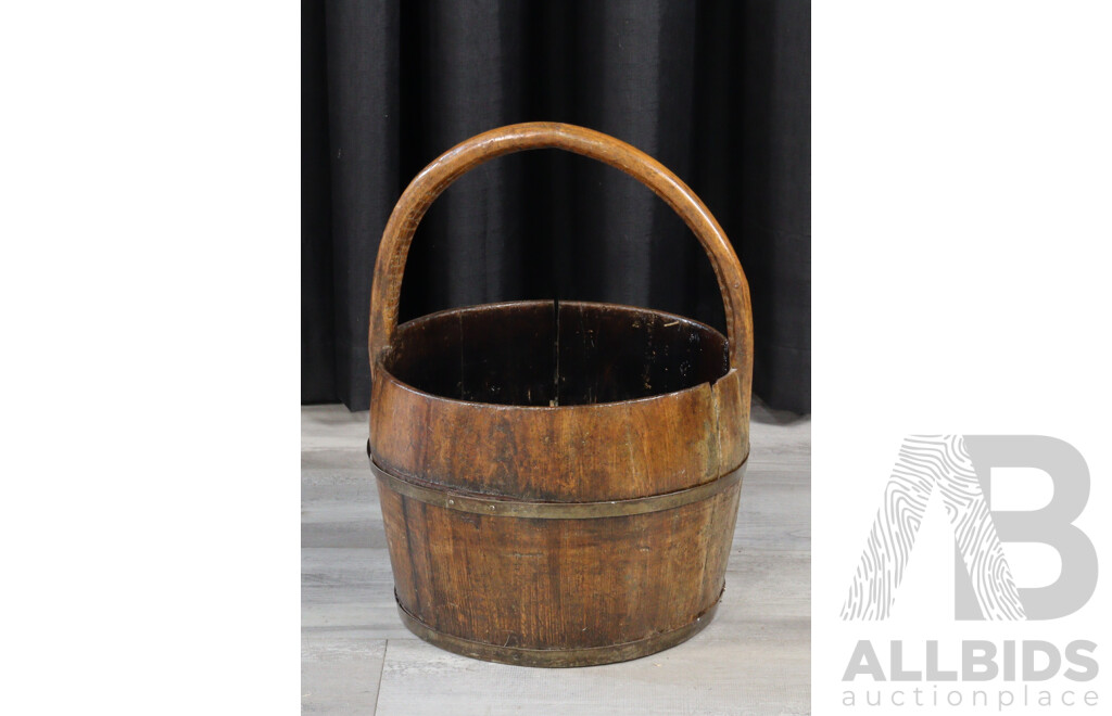 Antique Chinese Wooden Water Bucket