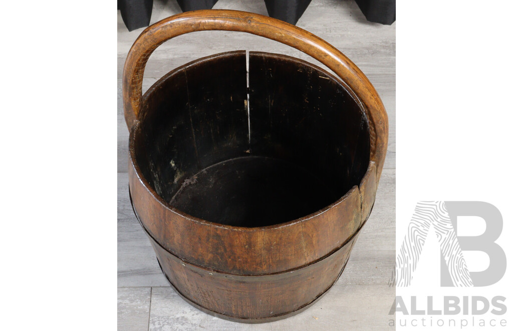 Antique Chinese Wooden Water Bucket