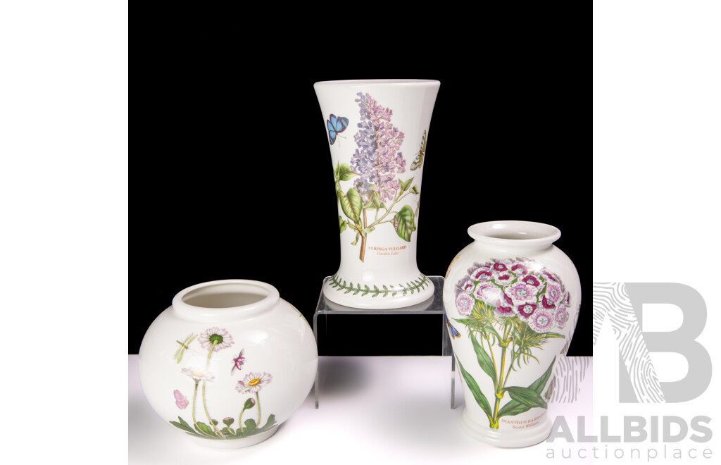 Collection Three English Portmeirion Ceramic Pieces in the Botanic Garden Series by Susan Williams Ellis