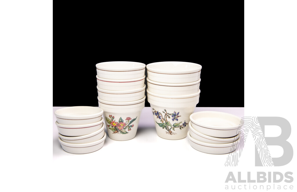 Collection Seven Villeroy & Boch Ceramic Flower Pots in Two Sizes with Underplates