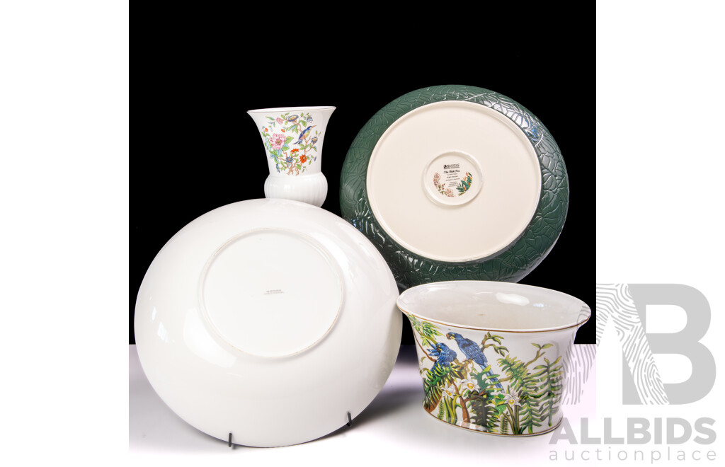 Collection Ceramic Decorator Pieces Including Aynsley Pembroke Reproduction 18th Century Design Vase, Maxwell & Williams Large Round Platter and More
