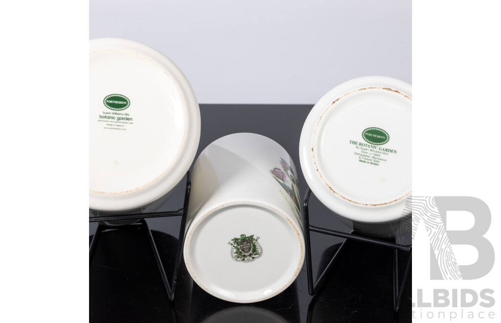 Collection Six Vintage Portmeirion  Ceramic Canisters with Wooden Lids in the Botanic Garden Series by Susan Williams Ellis
