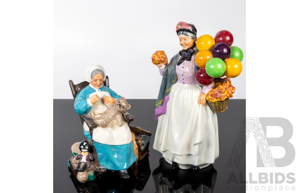 Two Royal Doulton Porcelain Figures Comprising Nanny HN2221 & Biddy Pennyfarthing HN 1843