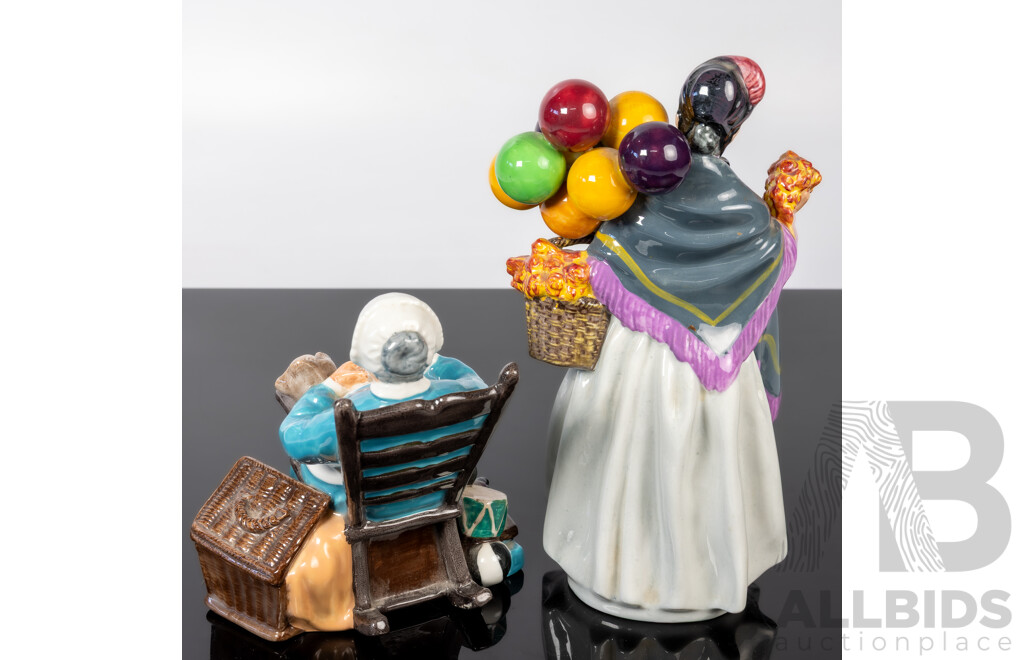 Two Royal Doulton Porcelain Figures Comprising Nanny HN2221 & Biddy Pennyfarthing HN 1843