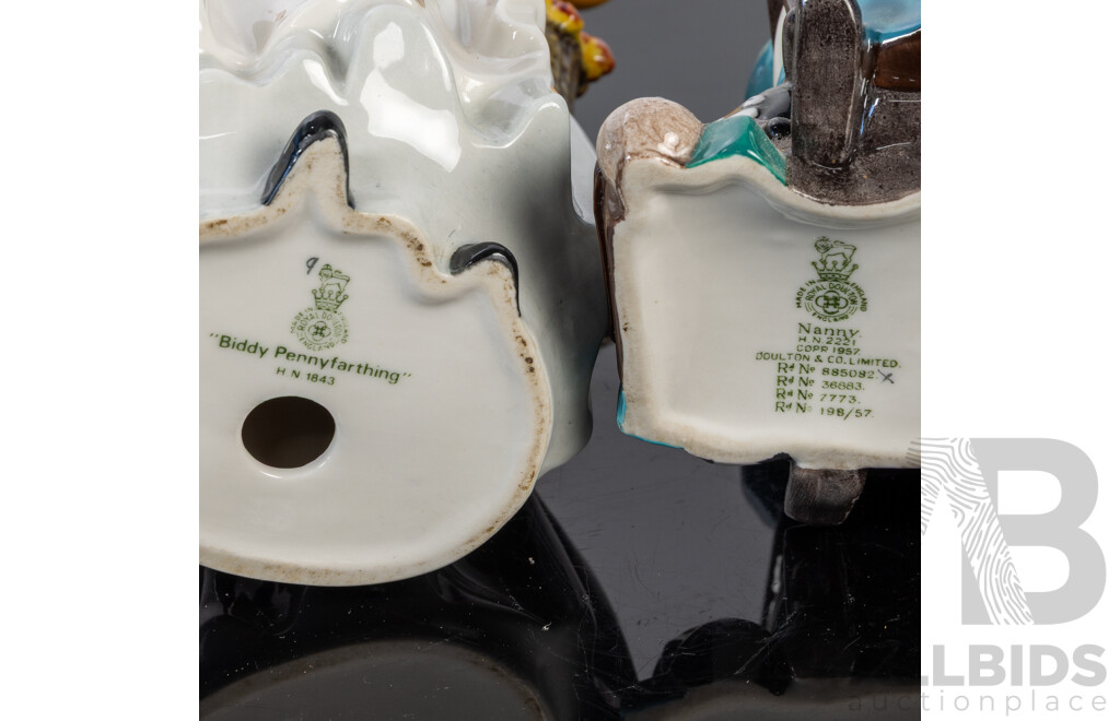 Two Royal Doulton Porcelain Figures Comprising Nanny HN2221 & Biddy Pennyfarthing HN 1843