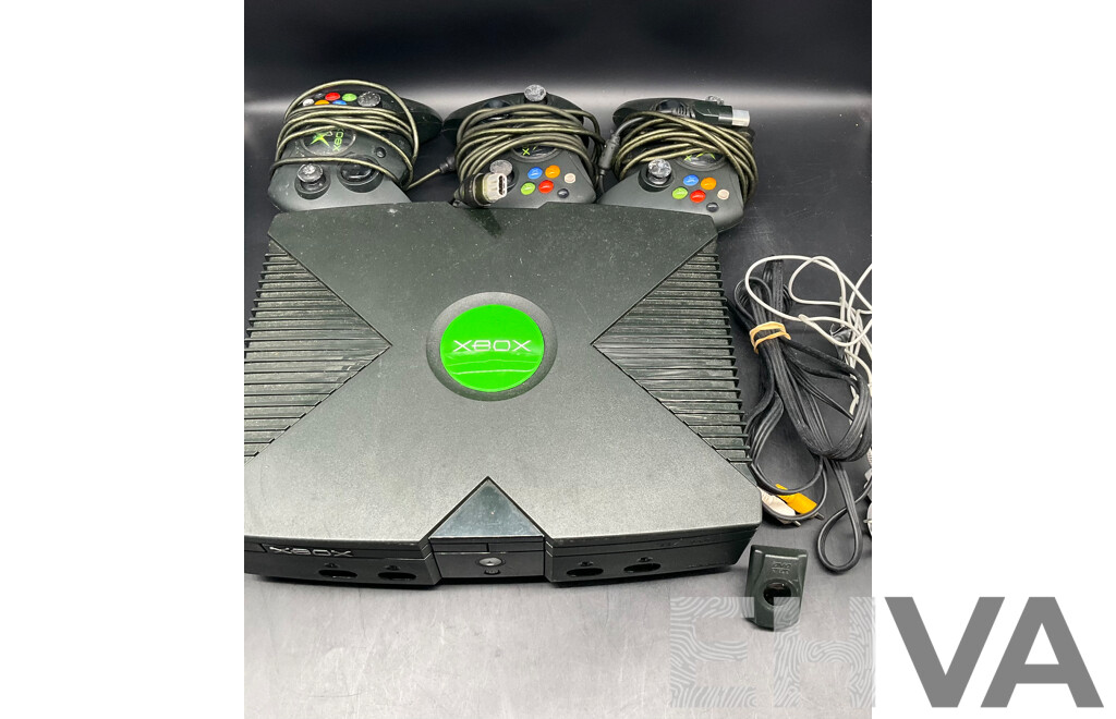 Microsoft Original XBox Gaming Console with Controllers