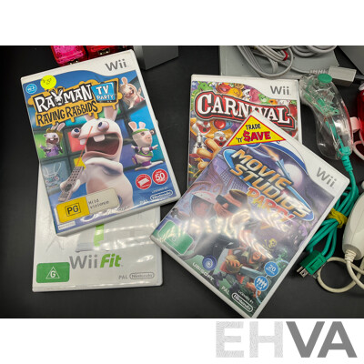 NINTENDO Wii Consoles (RVL-001), Games (x4), Controllers (x3), Nunchucks (x5), Cables and Assorted Accessories