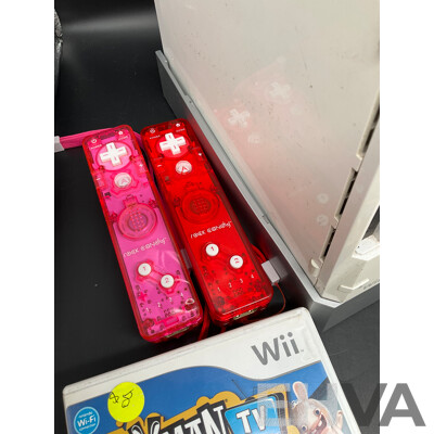 NINTENDO Wii Consoles (RVL-001), Games (x4), Controllers (x3), Nunchucks (x5), Cables and Assorted Accessories