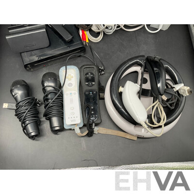 NINTENDO Wii Consoles (WUP-101(04) 32GB, Games (x5), Controllers (x3), Cables and Assorted Accessories