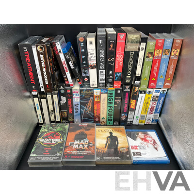 Collection Approx 29 VHS Tapes and 16 DVDs, Assorted Remote Controls