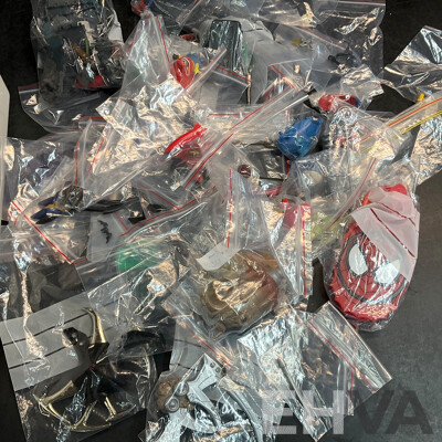 Assorted Action Figure Parts /Accessories & 2 Model Car Storage Box & More