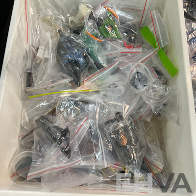 Assorted Action Figure Parts /Accessories & 2 Model Car Storage Box & More