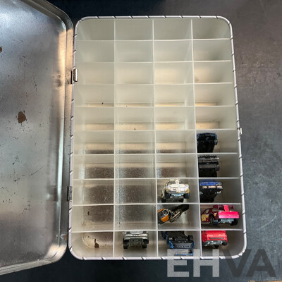 Assorted Action Figure Parts /Accessories & 2 Model Car Storage Box & More